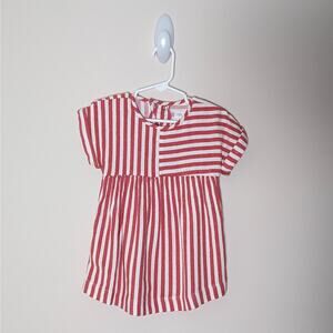 Zara Striped Cold Shoulder Dress Size 12/18m Red White Stripes Linen Blend